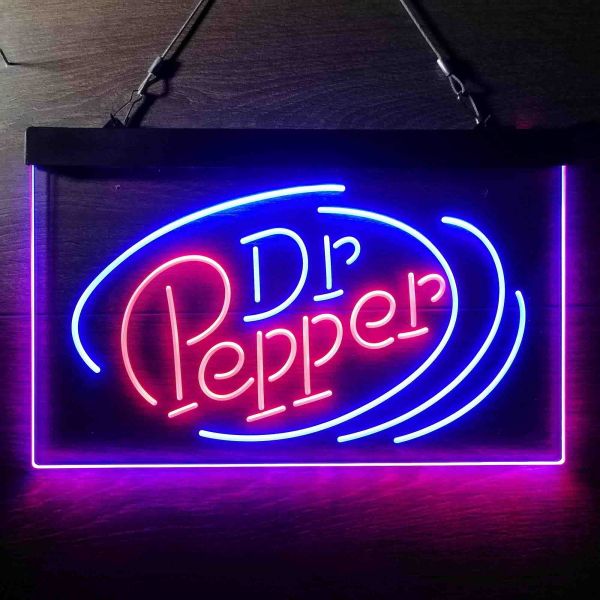 Dr. Pepper Circle Banner Dual LED Neon Light Sign